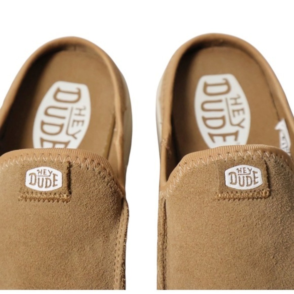 HEY DUDE Austin Lift Classic Tan Suede Platform Mule Slip On Clogs Size 7 - Picture 5 of 13